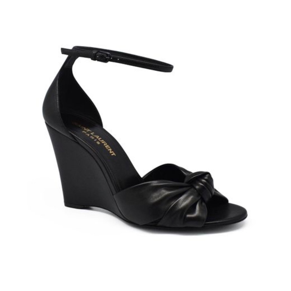 Saint Laurent (Lila 85 Leather Wedge Sandals)